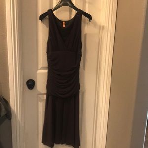 Brown Tea - length BCBG dress.